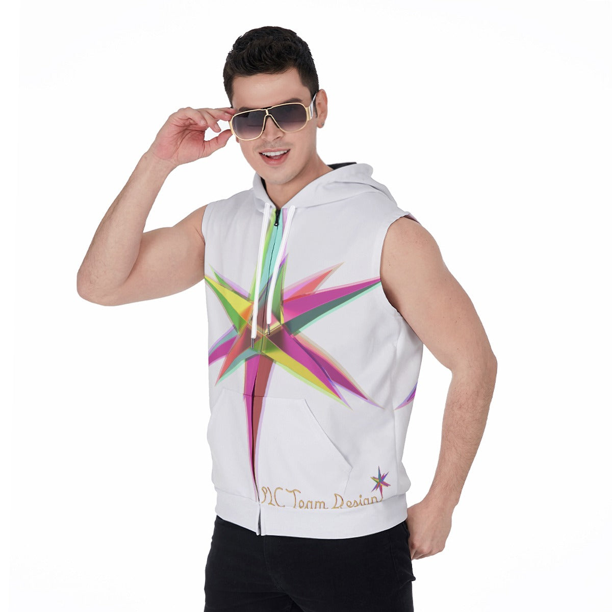 All-Over Print Men's Zipper-Up Sleeveless Hoodie