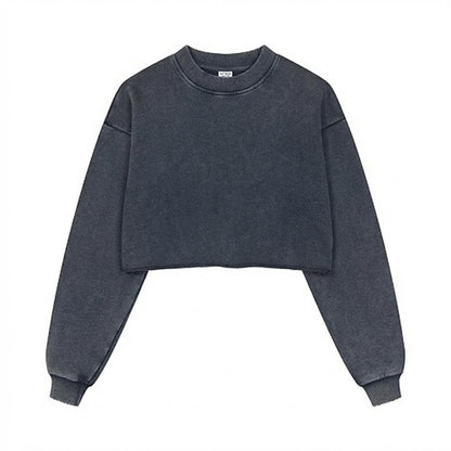 Women’s Cropped Distressed Sweatshirt|380GSM Cotton DTG