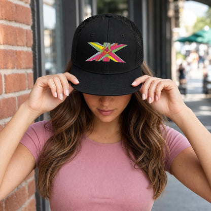 Embroidery Flat-Brim Mesh Cap
