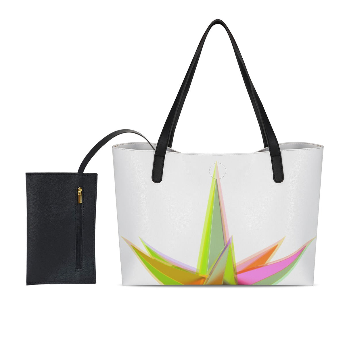 Shopping Tote Bag With Black Mini Purse