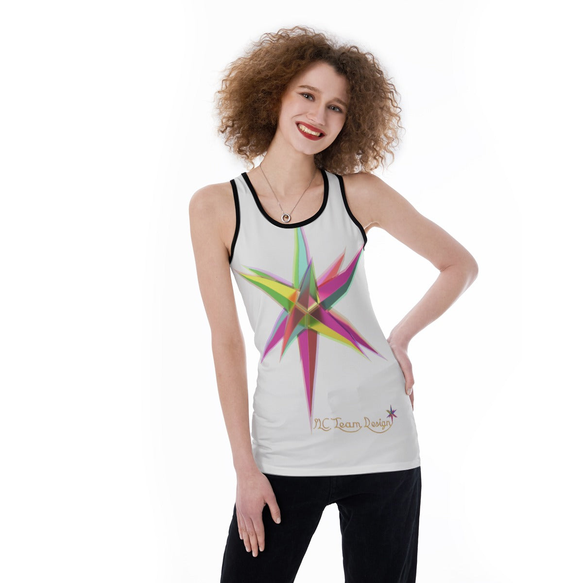 All-Over Print Women's Back Hollow Tank Top