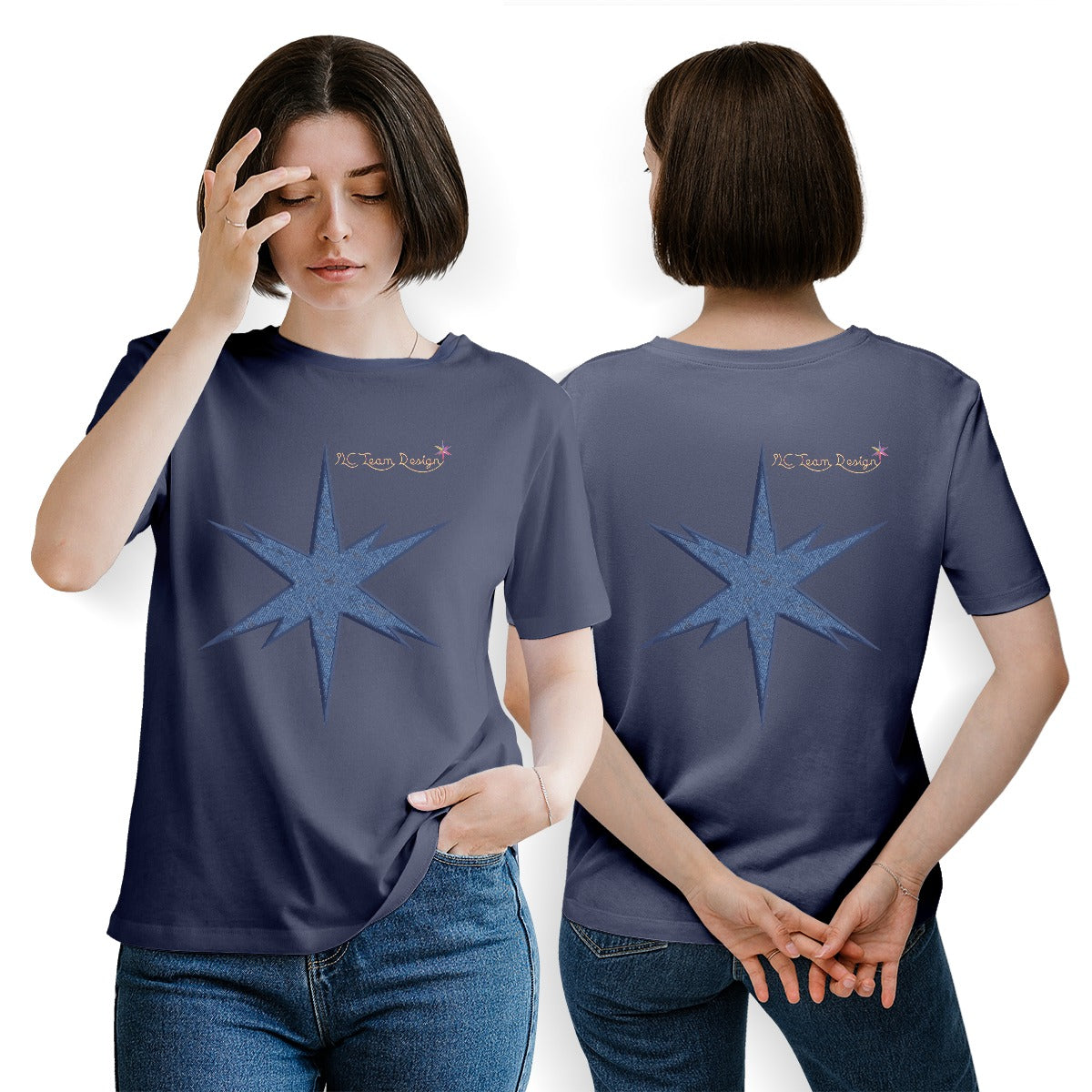 Women's Essential Crew Neck T-Shirt Printed in USA|180GSM Front & Back DTF