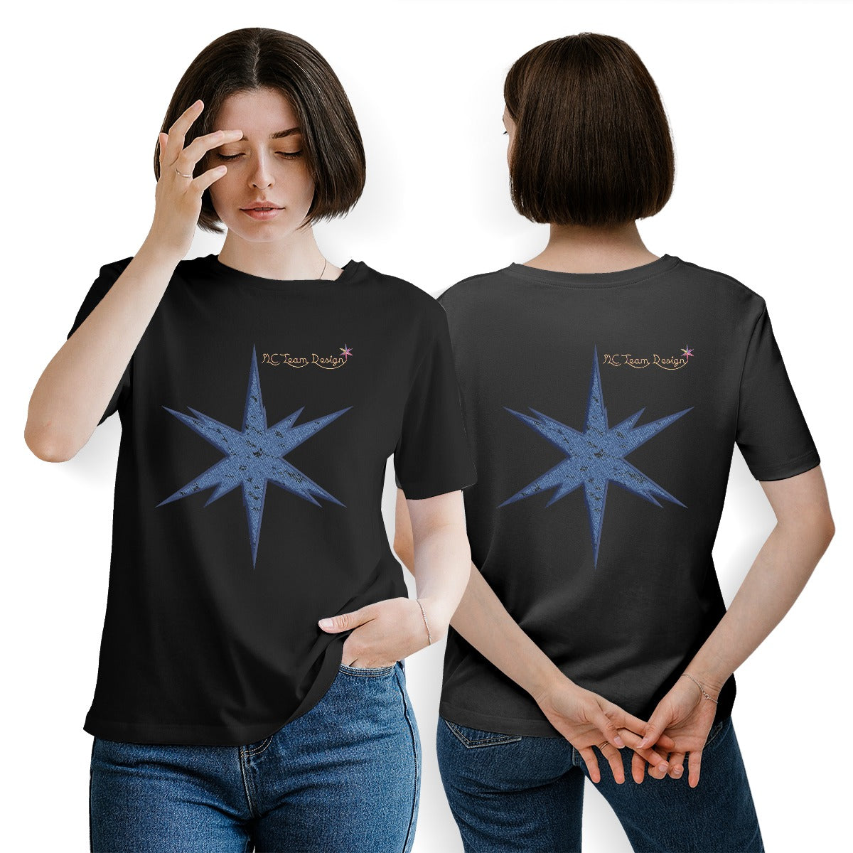 Women's Essential Crew Neck T-Shirt Printed in USA|180GSM Front & Back DTF
