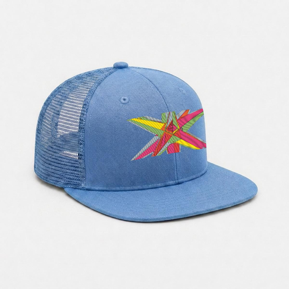 Embroidery Flat-Brim Mesh Cap