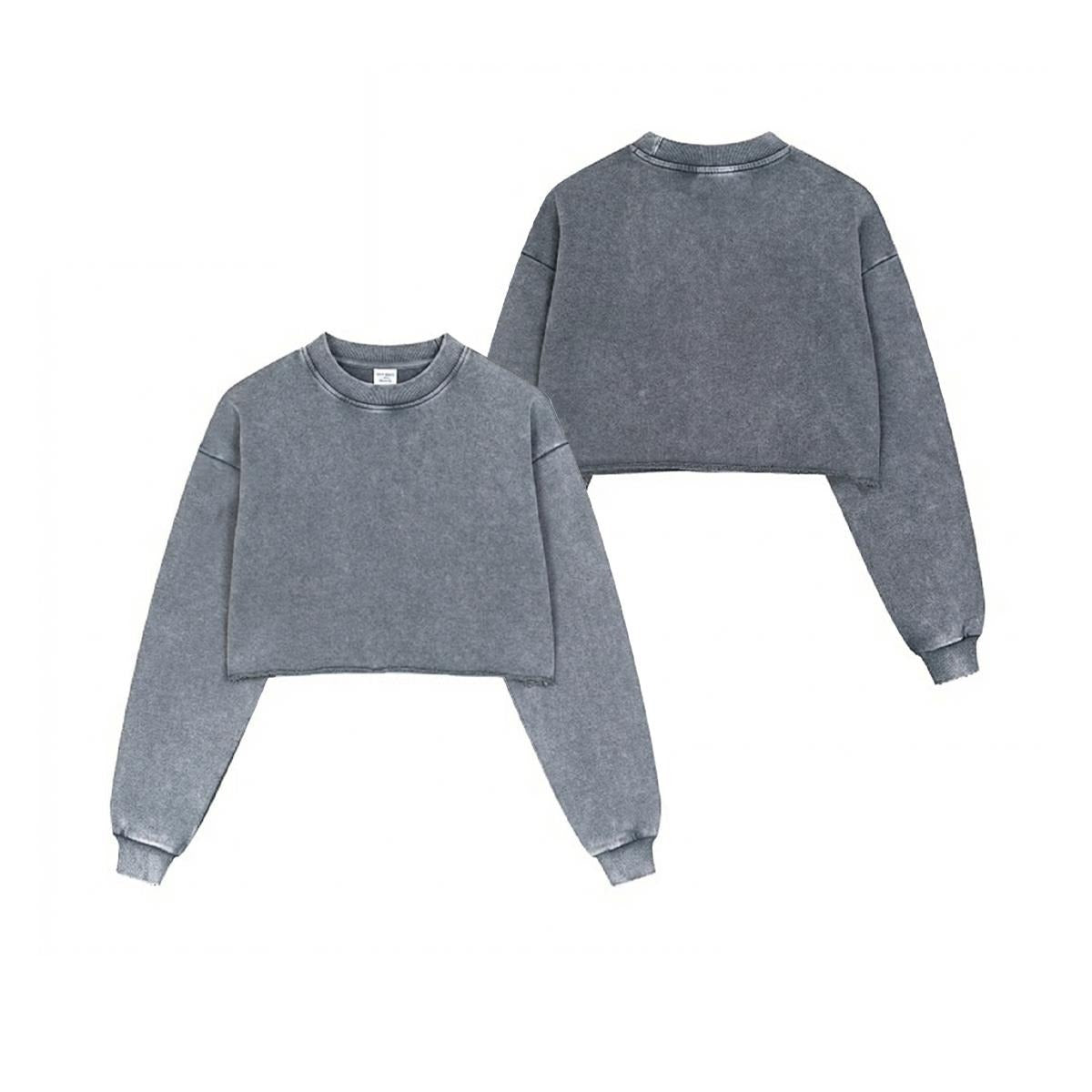 Women’s Cropped Distressed Sweatshirt|380GSM Cotton DTG