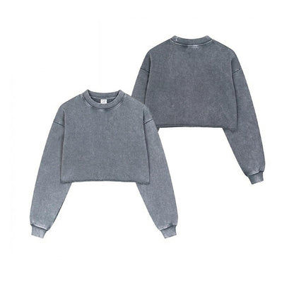 Women’s Cropped Distressed Sweatshirt|380GSM Cotton DTG
