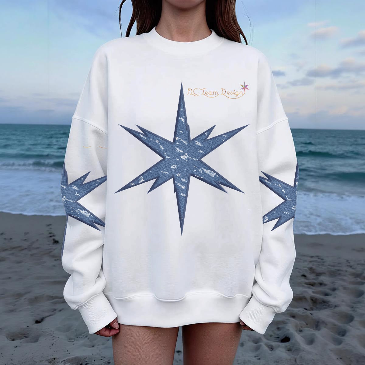 Women's Drop Shoulder Crew Neck Sweatshirt|DTF