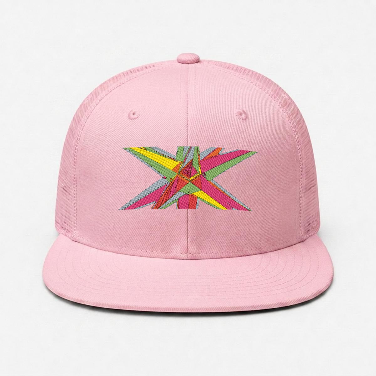 Embroidery Flat-Brim Mesh Cap