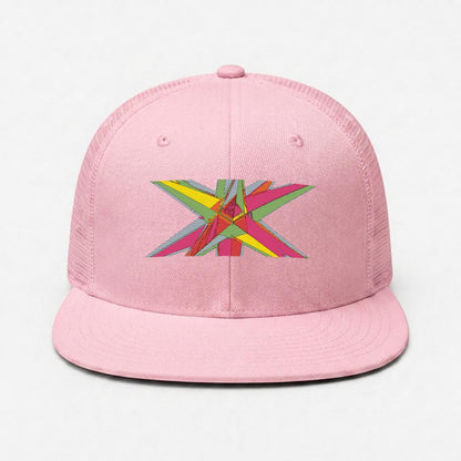 Embroidery Flat-Brim Mesh Cap