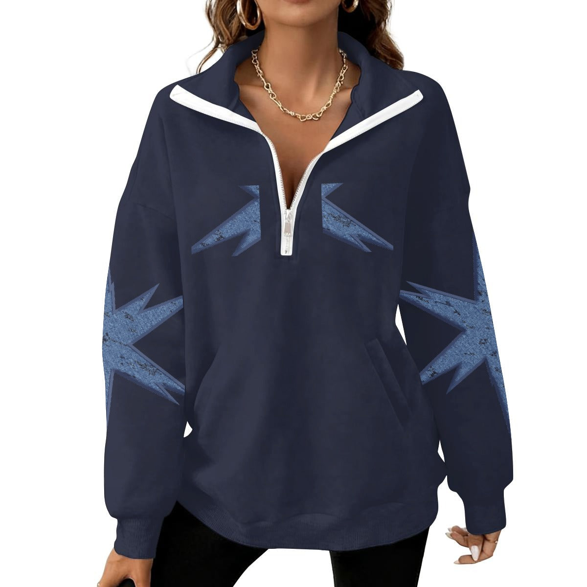 Women's Half-Zip Sweatshirt With Fleece|DTF
