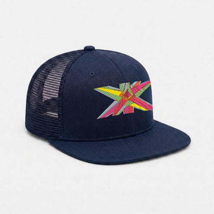 Embroidery Flat-Brim Mesh Cap