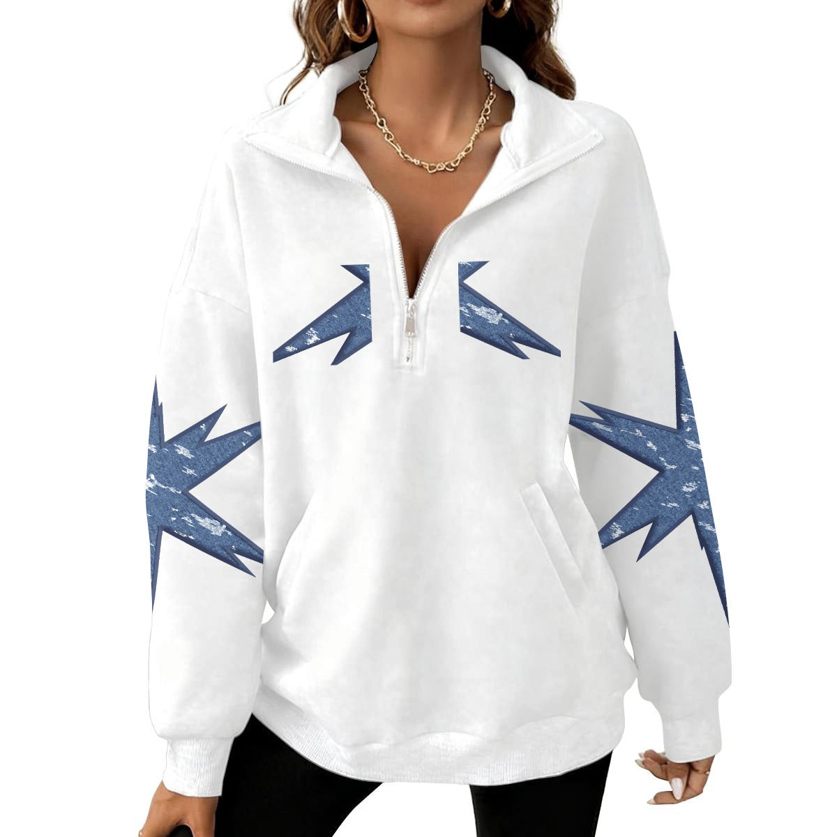 Women's Half-Zip Sweatshirt With Fleece|DTF