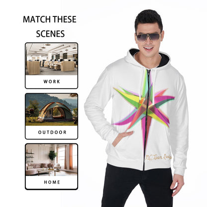 All-Over Print Zip Up Hoodie With Pocket
