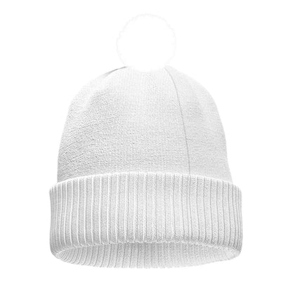 All-Over Print Knitted Hat With Pom-Pom