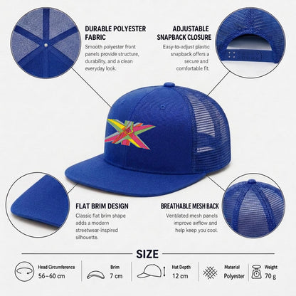 Embroidery Flat-Brim Mesh Cap