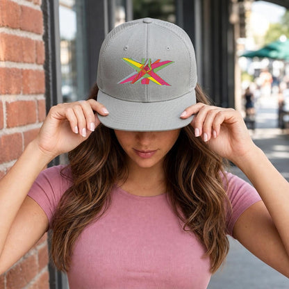 Embroidery Flat-Brim Mesh Cap