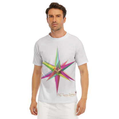 All-Over Print Men's Tight Surf Clothing With Half Sleeves