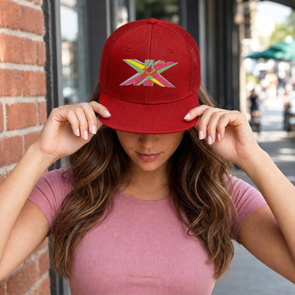 Embroidery Flat-Brim Mesh Cap