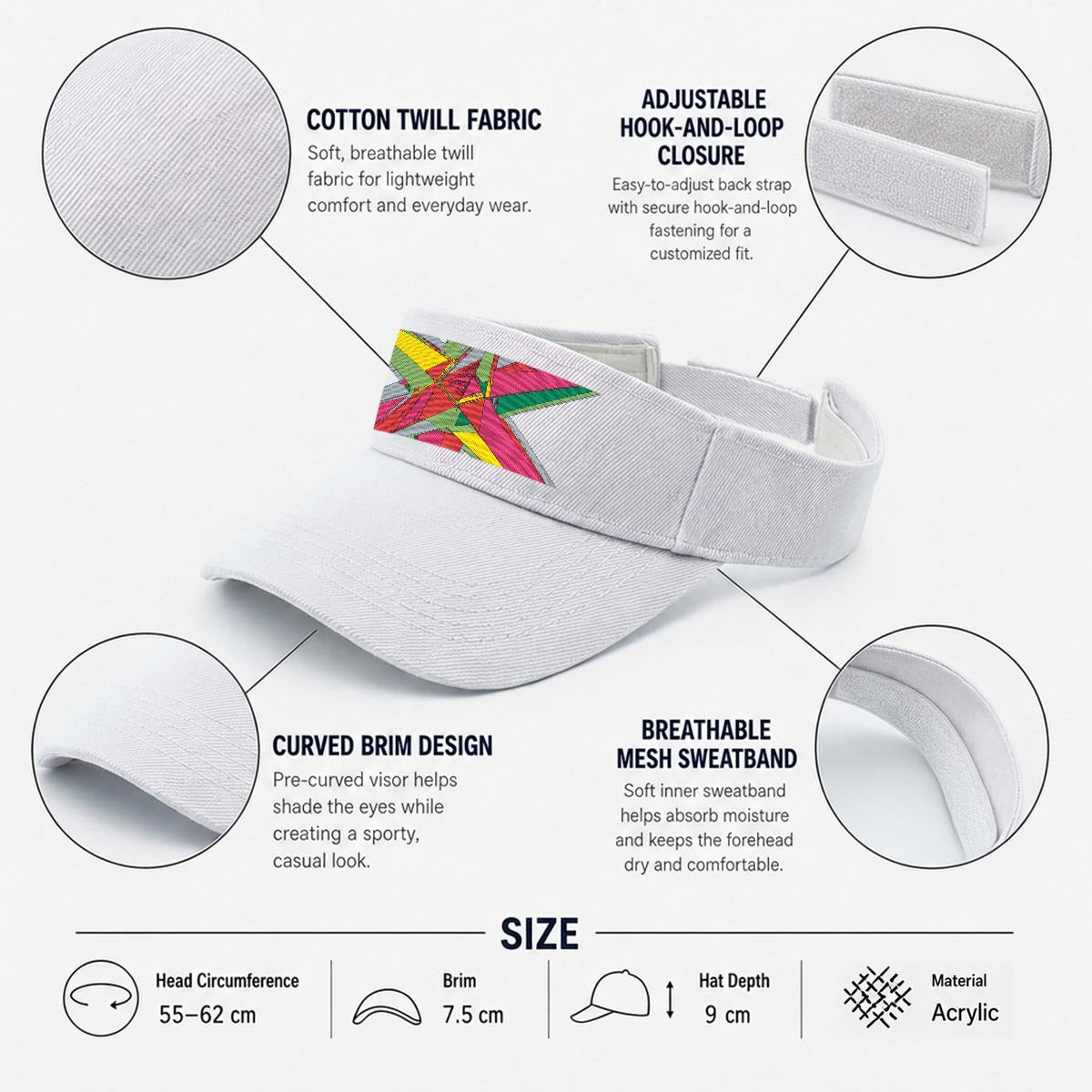 Embroidery Open-Top Visor