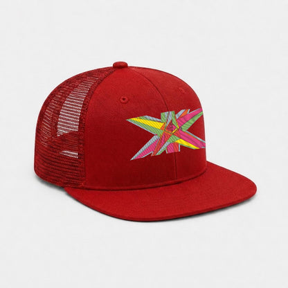 Embroidery Flat-Brim Mesh Cap