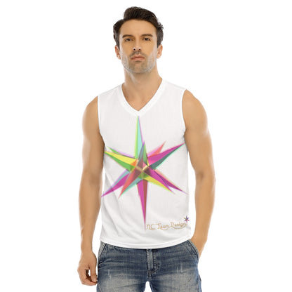 All-Over Print Men's V-neck Tank Top
