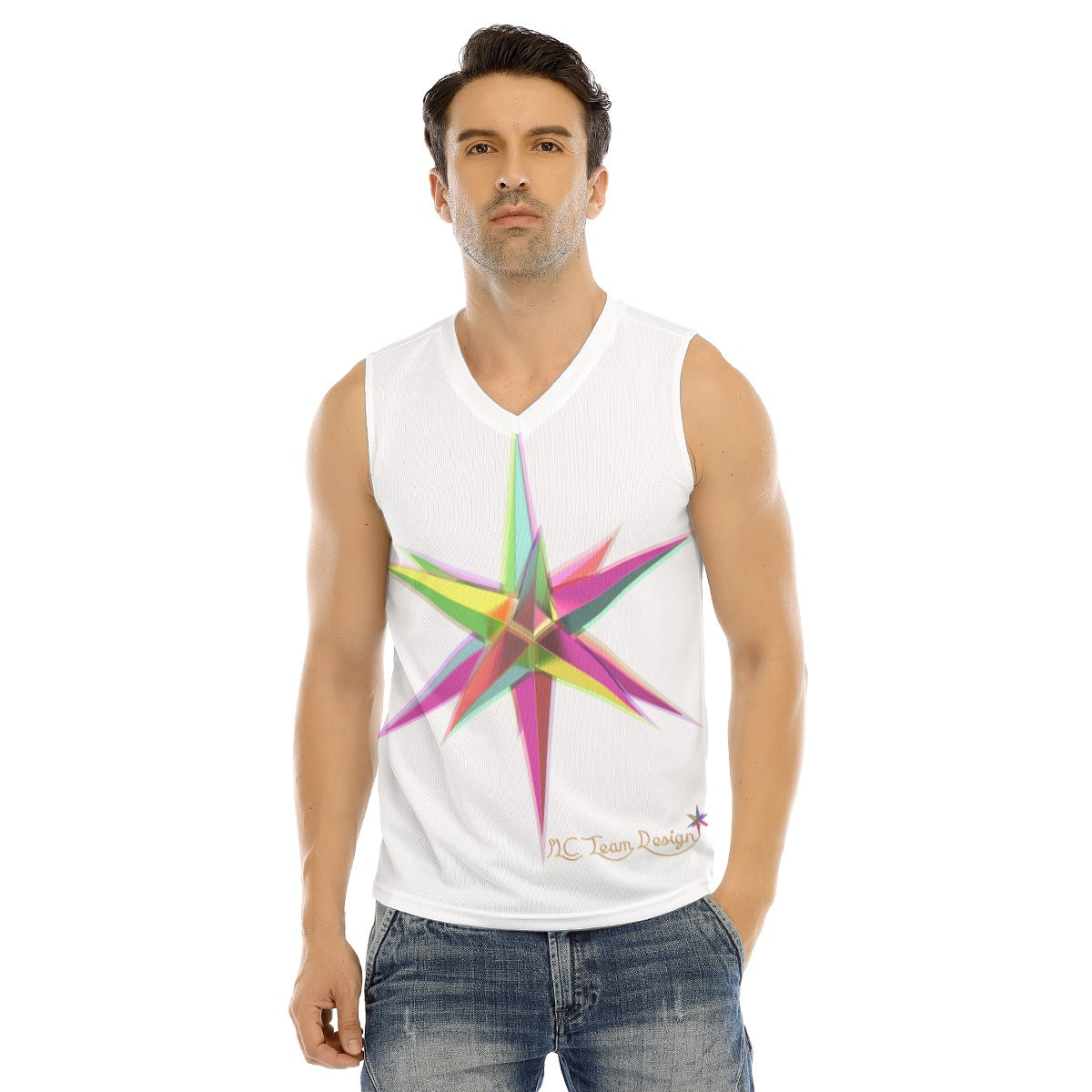 All-Over Print Men's V-neck Tank Top