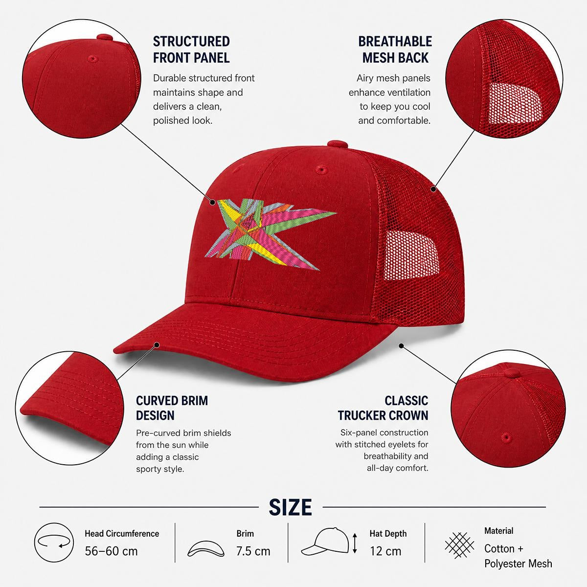 Embroidery Curved Mesh Cap For Golf