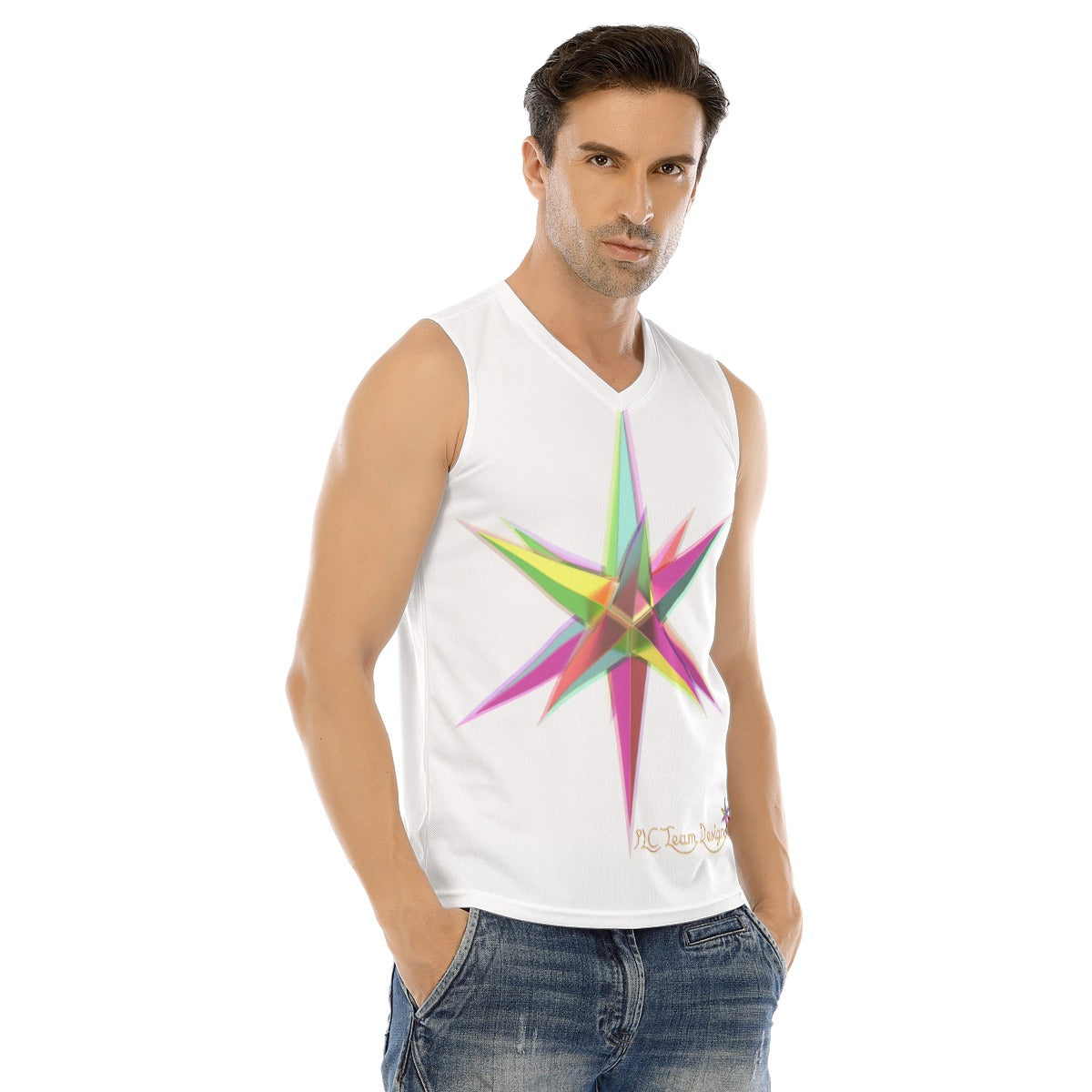 All-Over Print Men's V-neck Tank Top