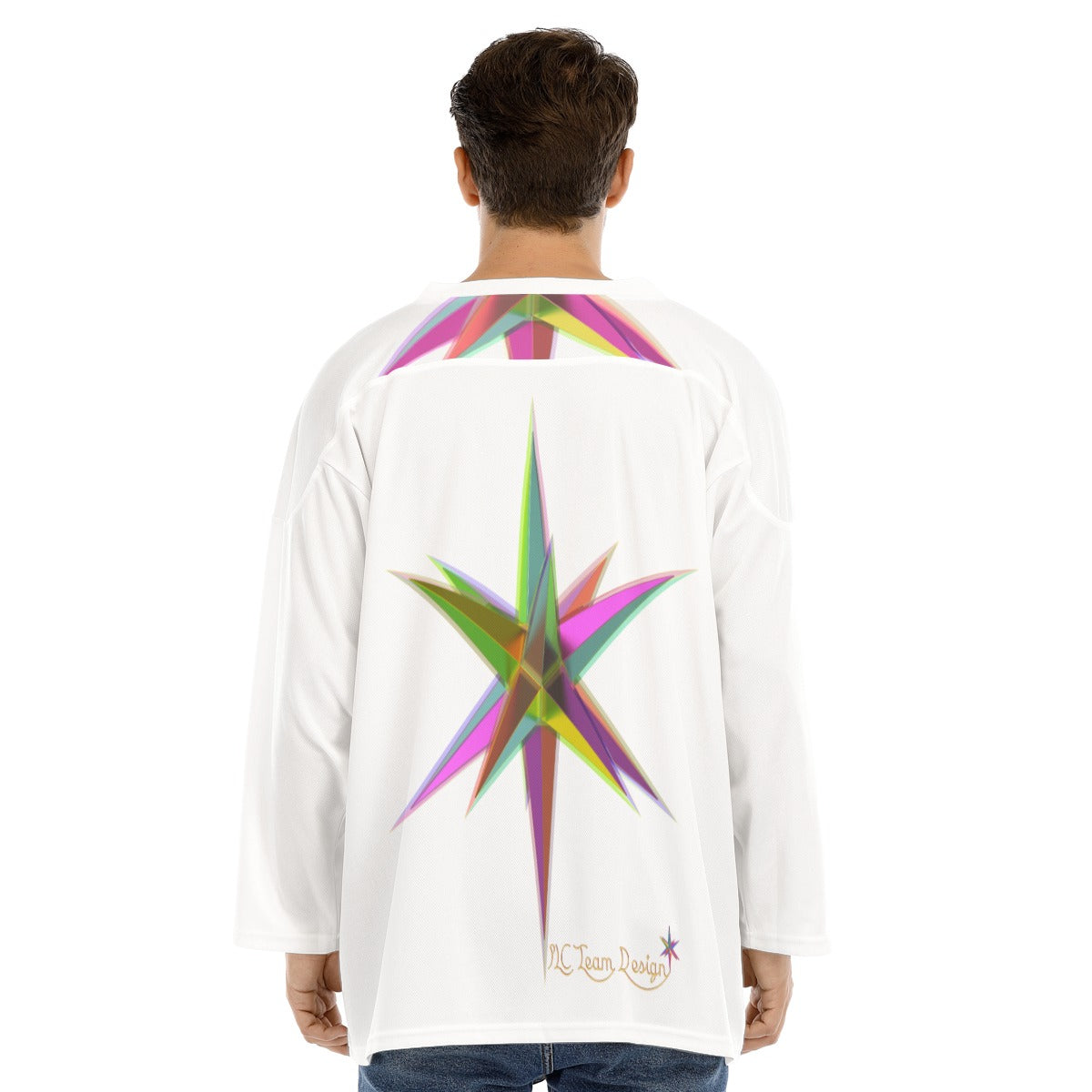 All-Over Print Men's V-neck Ice Hockey Jersey