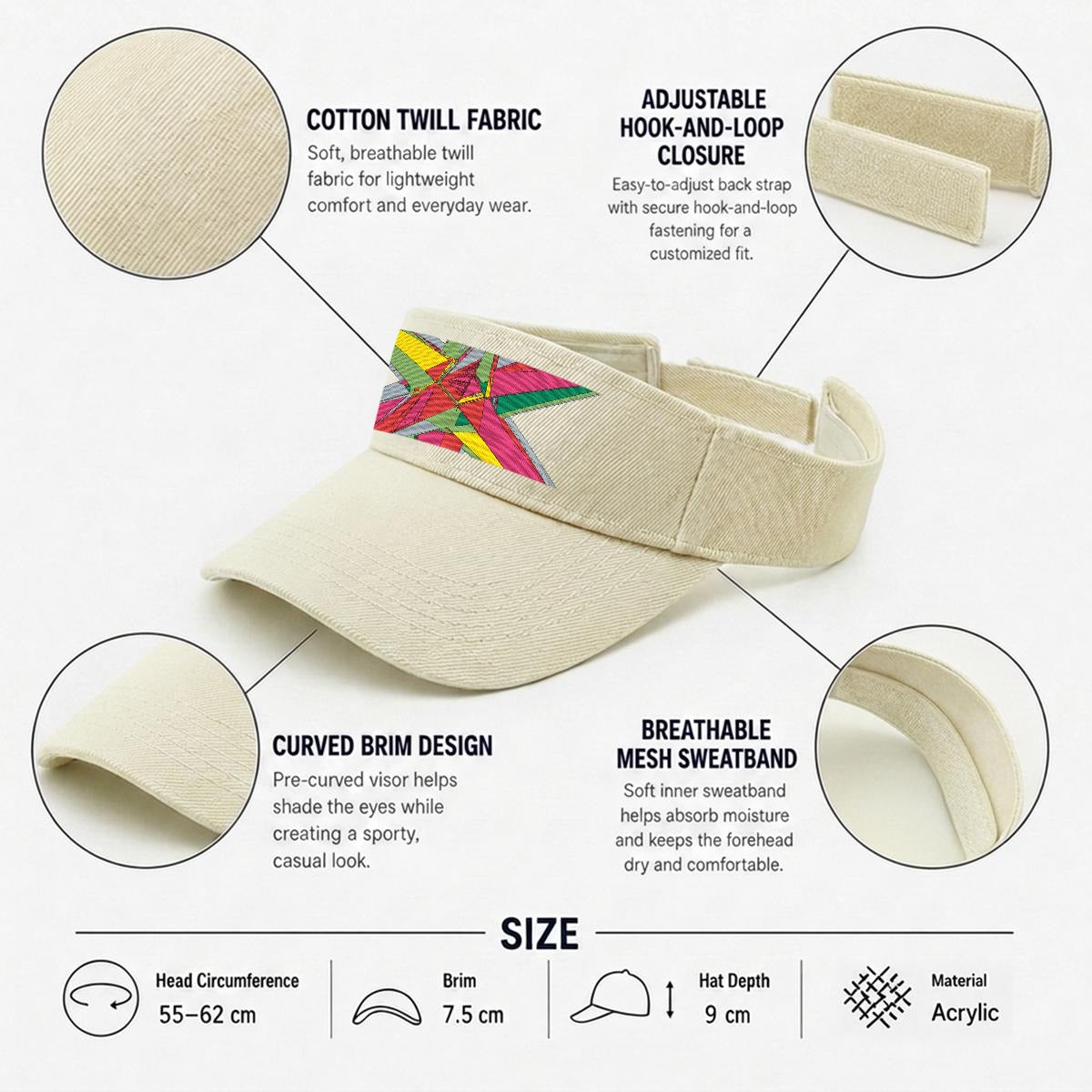 Embroidery Open-Top Visor
