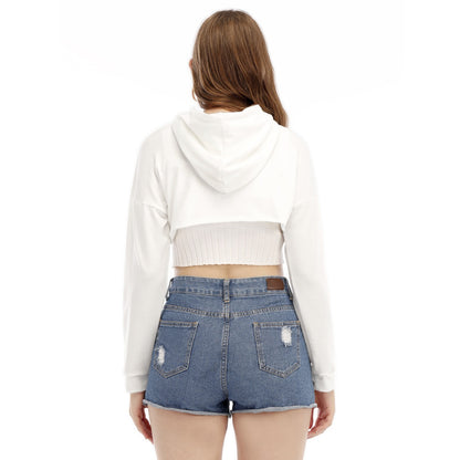 All-Over Print Women's Smock Short Hoodie With Long Sleeve