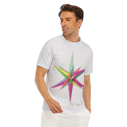 All-Over Print Men's Tight Surf Clothing With Half Sleeves