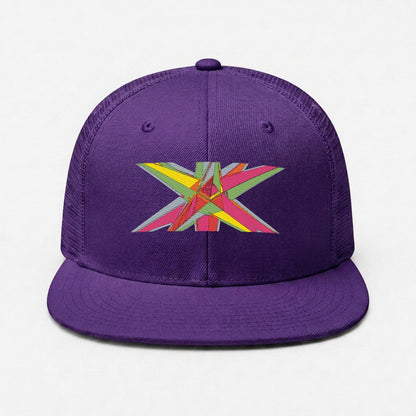 Embroidery Flat-Brim Mesh Cap