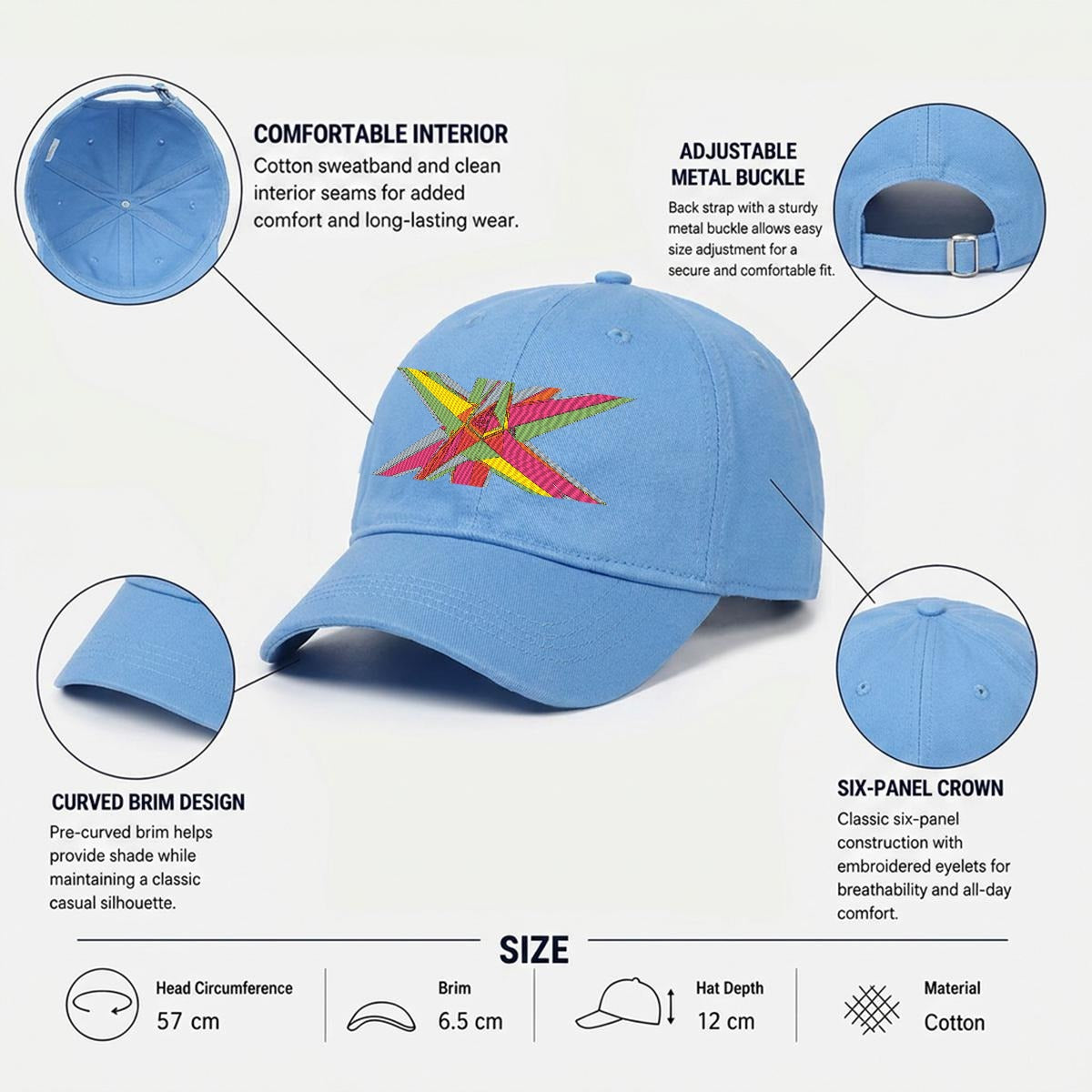 Embroidery Soft-Crown Flat Cap