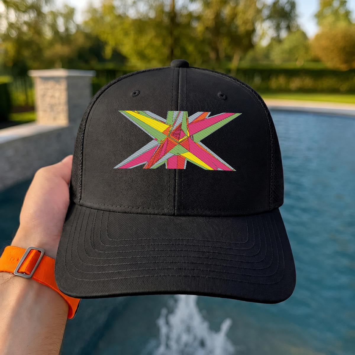 Embroidery Curved Mesh Cap For Golf