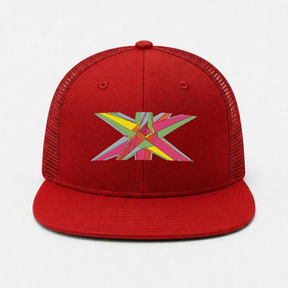 Embroidery Flat-Brim Mesh Cap