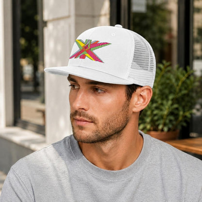 Embroidery Flat-Brim Mesh Cap