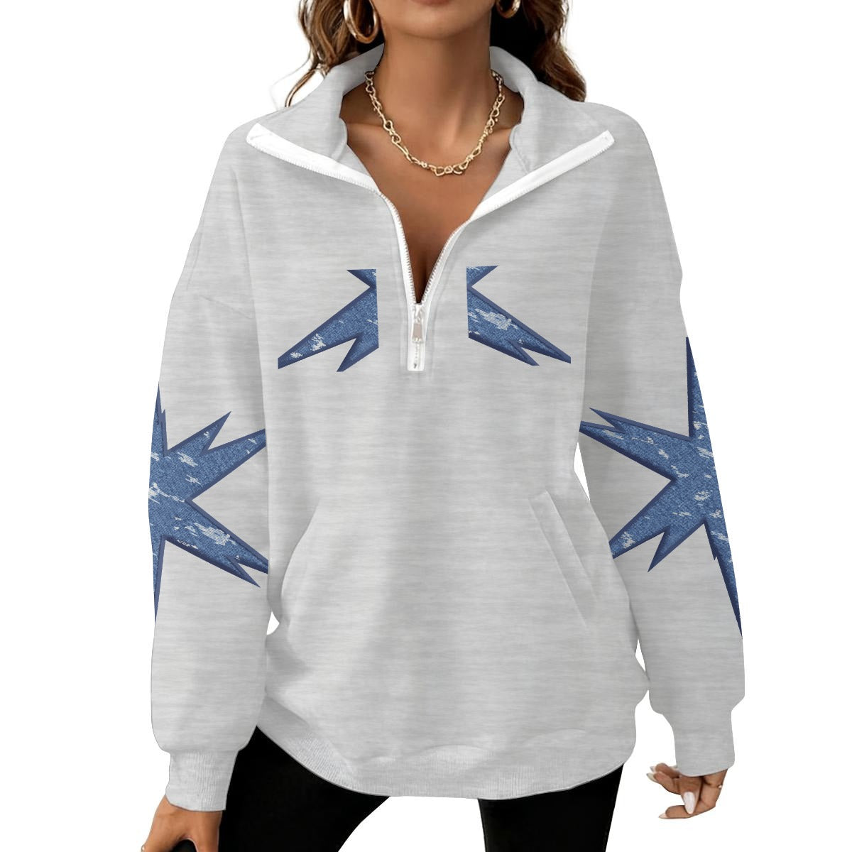 Women's Half-Zip Sweatshirt With Fleece|DTF