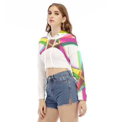 All-Over Print Women's Smock Short Hoodie With Long Sleeve