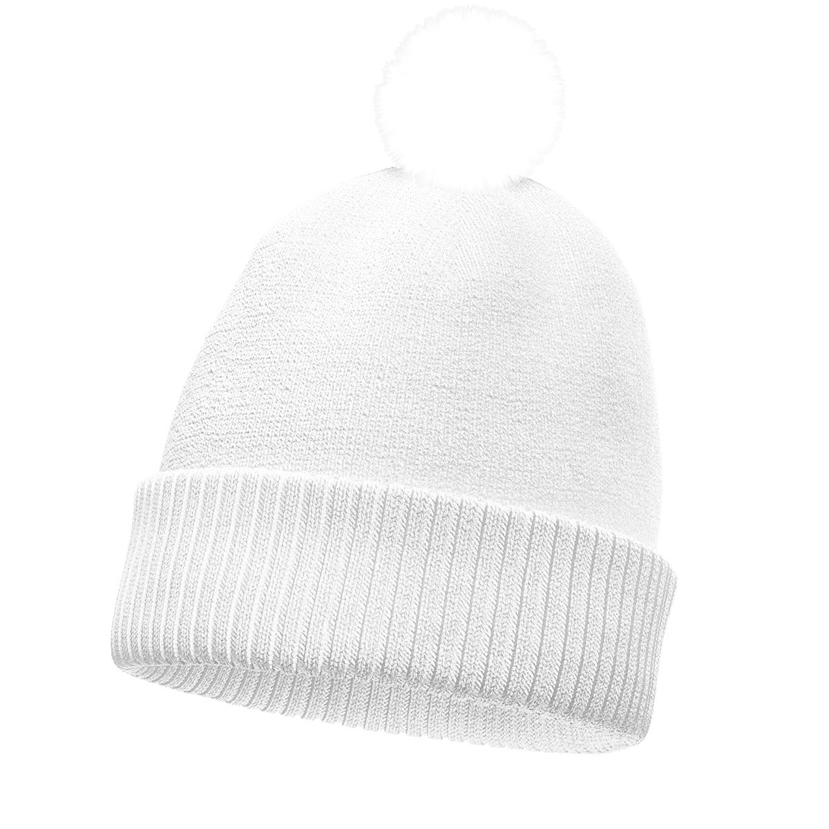 All-Over Print Knitted Hat With Pom-Pom