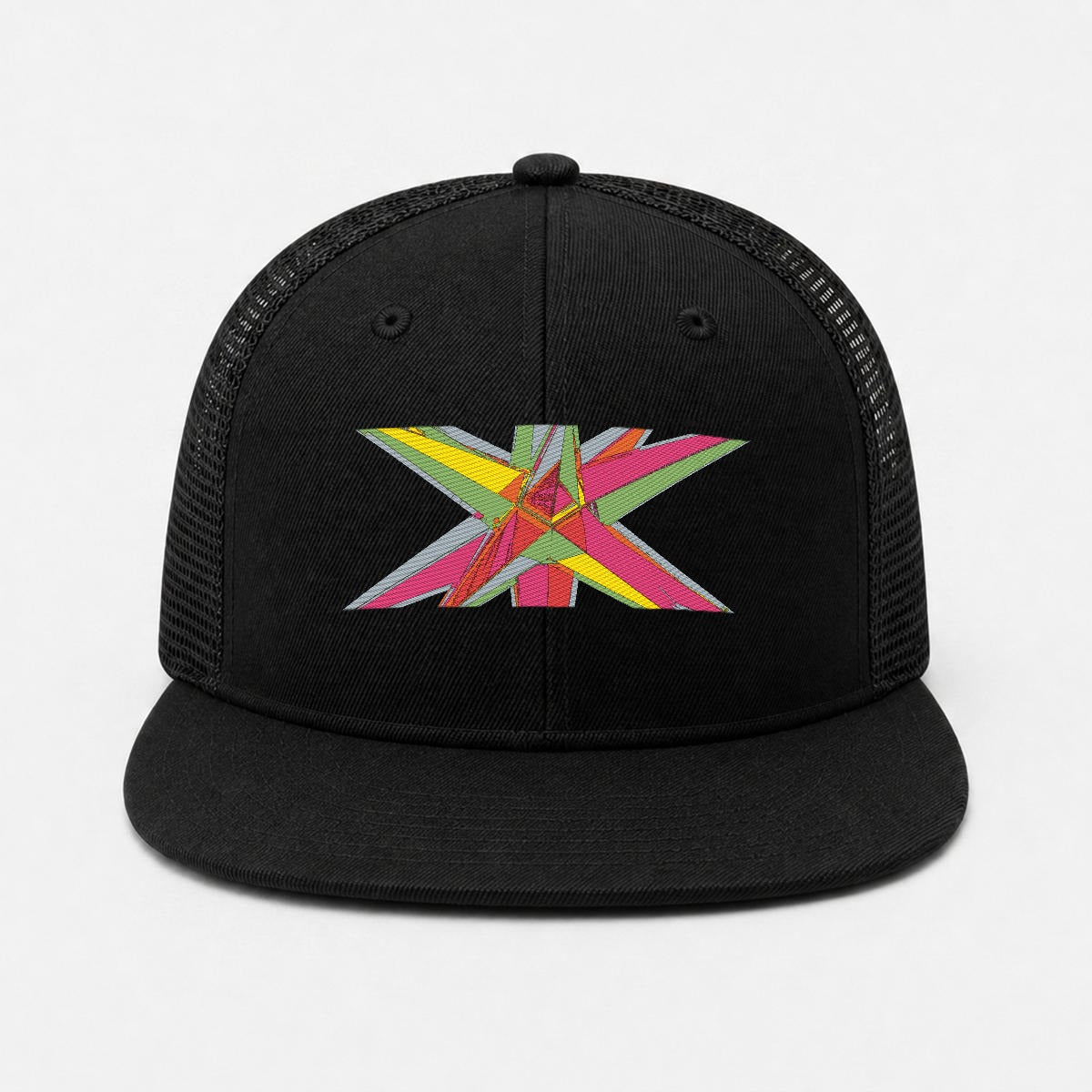 Embroidery Flat-Brim Mesh Cap