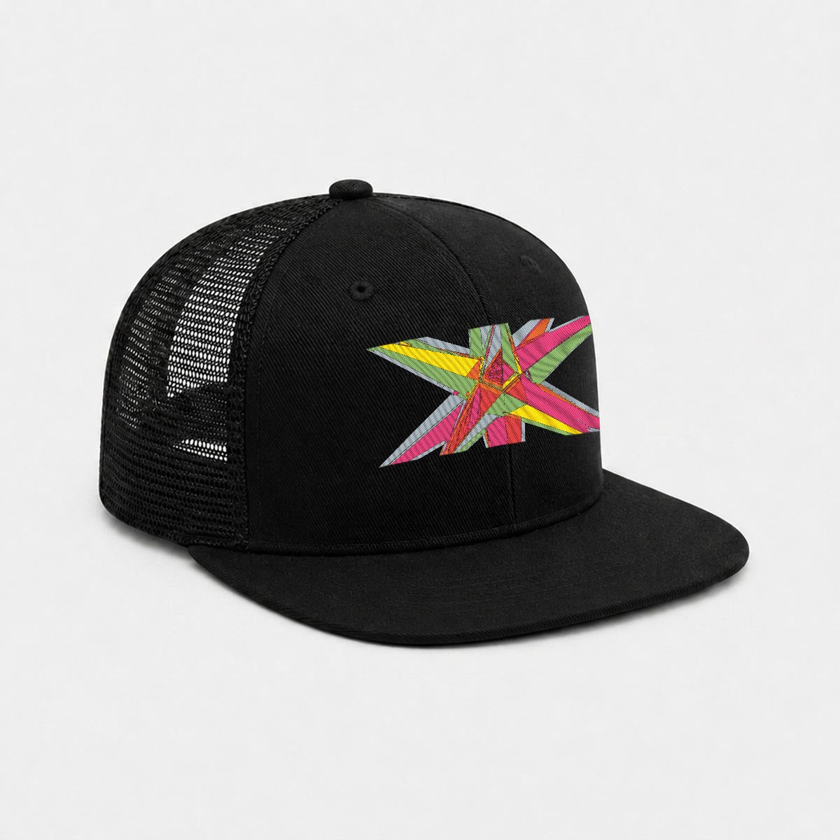 Embroidery Flat-Brim Mesh Cap