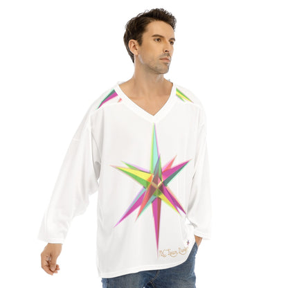 All-Over Print Men's V-neck Ice Hockey Jersey