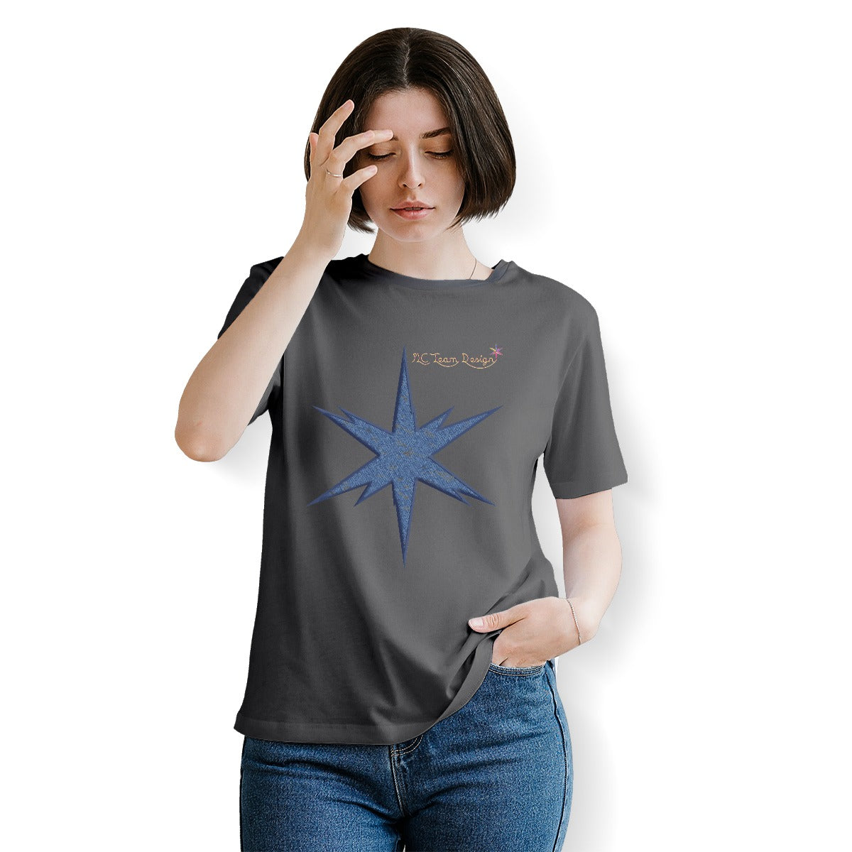 Women's Essential Crew Neck T-Shirt Printed in USA|180GSM Front DTF