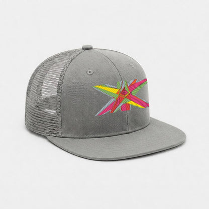 Embroidery Flat-Brim Mesh Cap