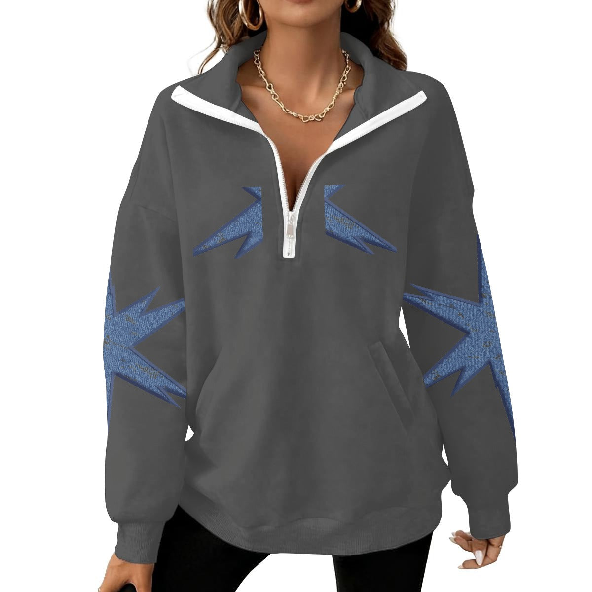 Women's Half-Zip Sweatshirt With Fleece|DTF