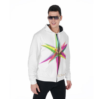 All-Over Print Zip Up Hoodie With Pocket
