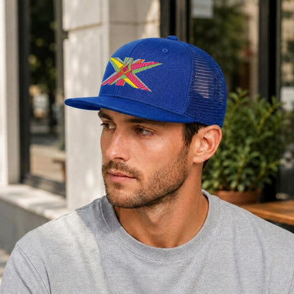 Embroidery Flat-Brim Mesh Cap