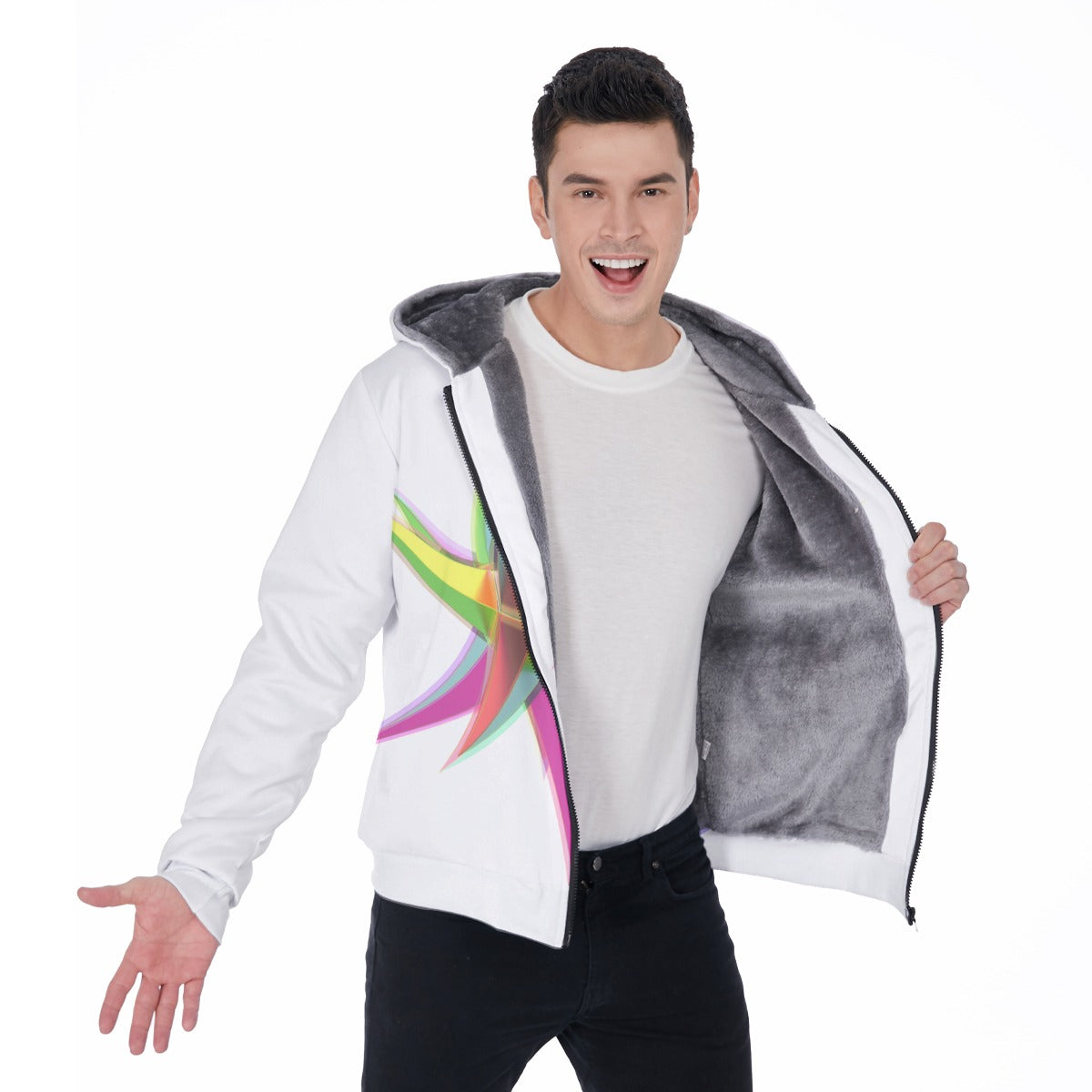 All-Over Print Men's Sherpa Fleece Zip Up Hoodie