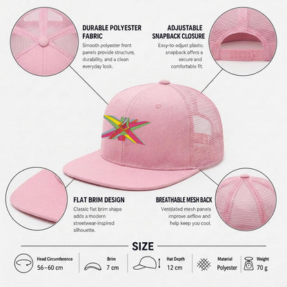 Embroidery Flat-Brim Mesh Cap